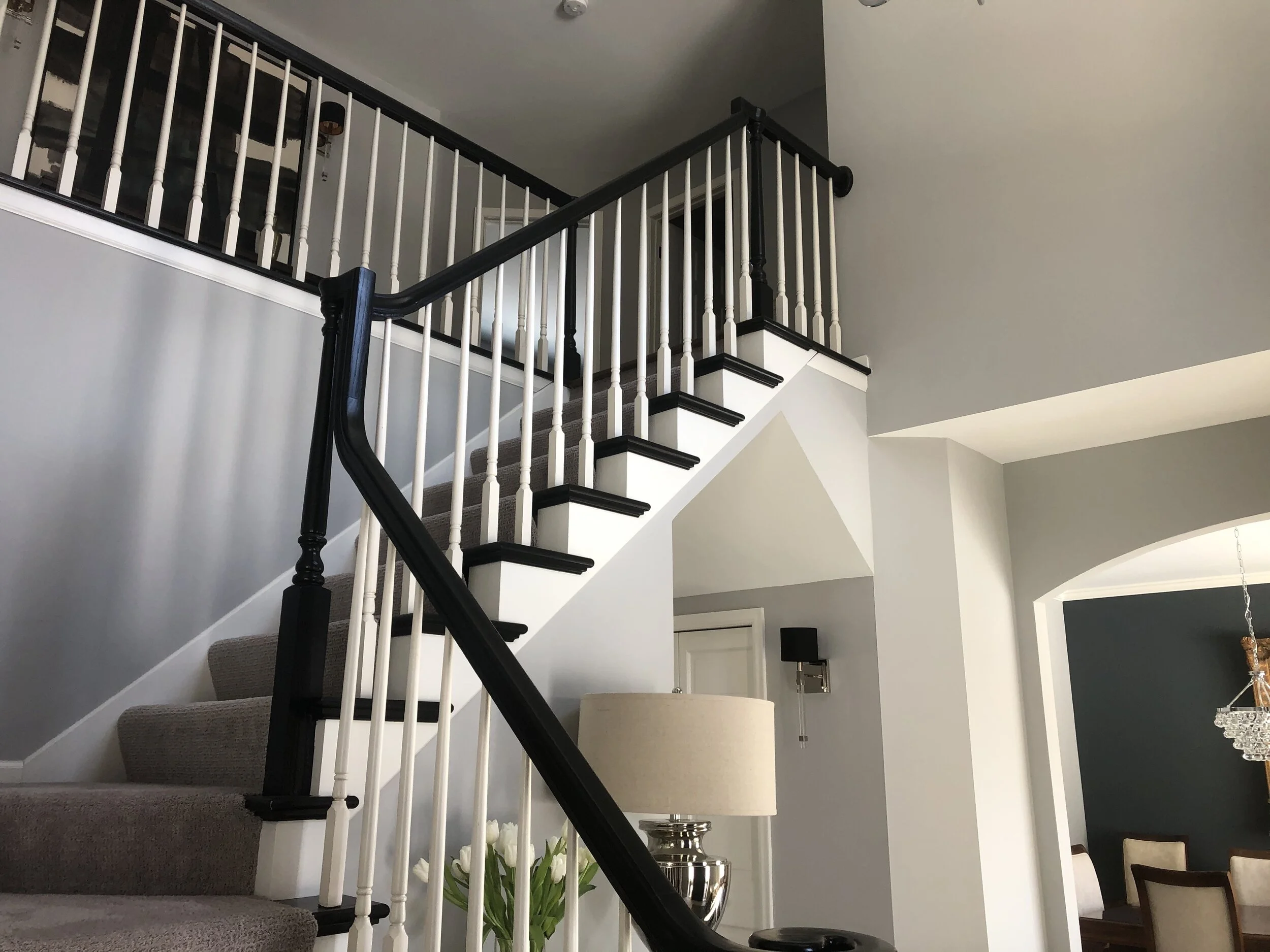Enameled stair railing by Maki Painting & Maintenance